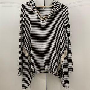 Striped hoodie with laced detail